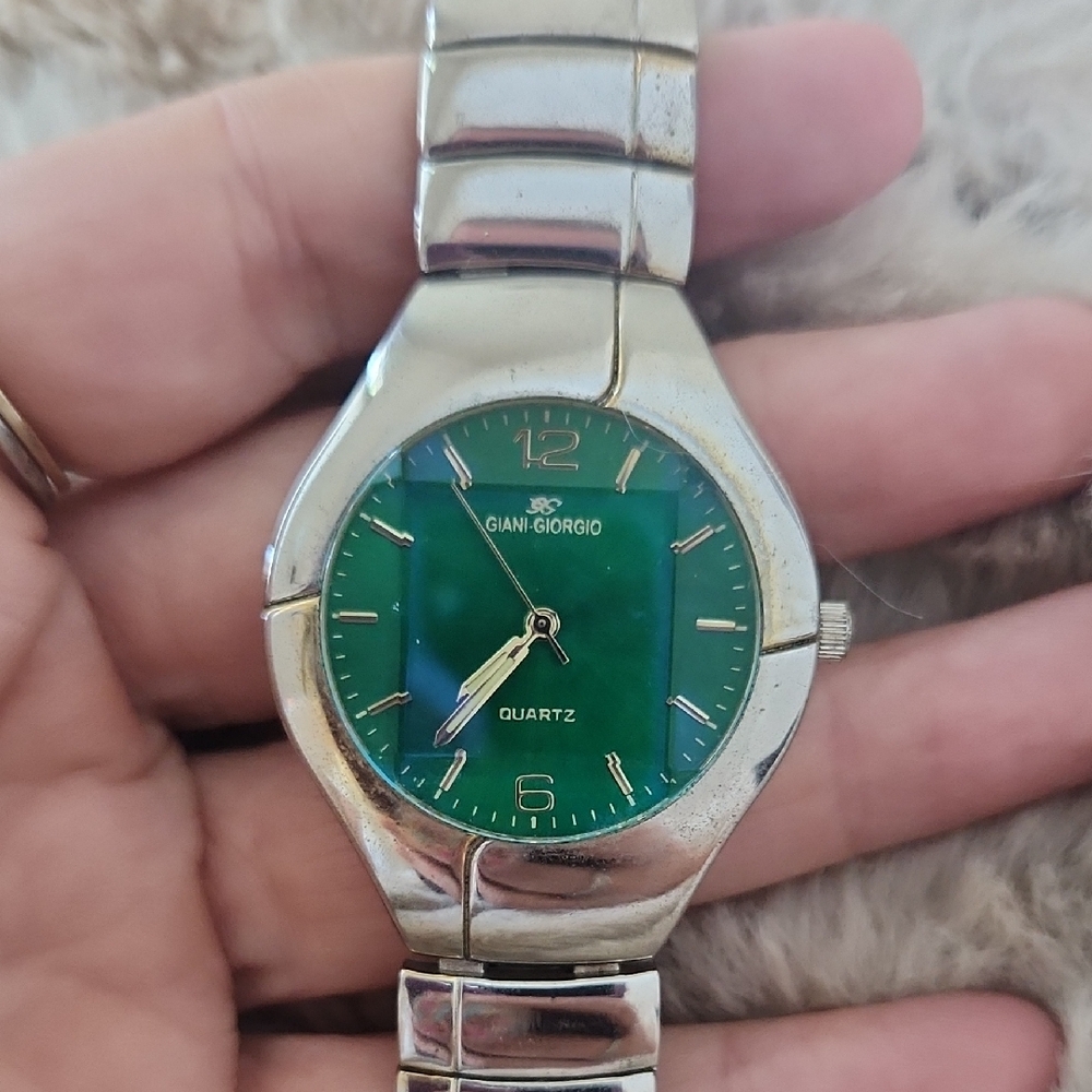 Giani-Giorgio Silver Band With Blue Green Face Quartz‎ Watch